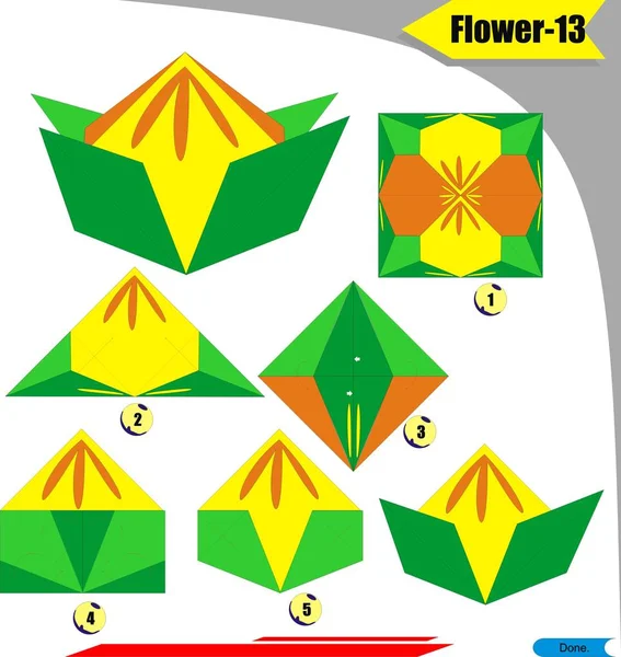 Çocuk eğitimi için Çiçek 13 'lü origami 3d katlama kağıdı