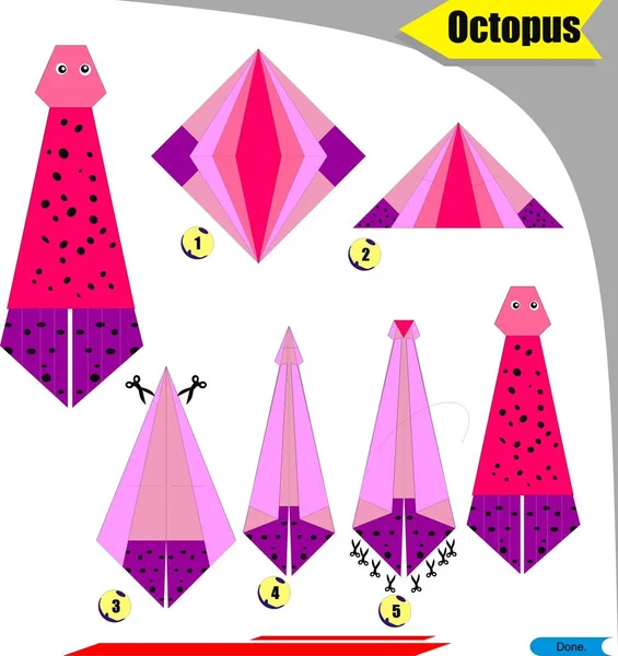 origami 3d katlama kağıdı Ahtapot ile çocuk eğitimi için
