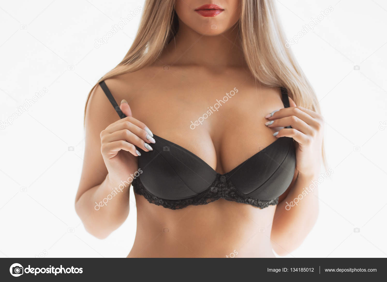 Beautiful Female Breasts In Black Lingerie Stock Photo Beautiful Female Breasts In Black Lingerie Stock Photo