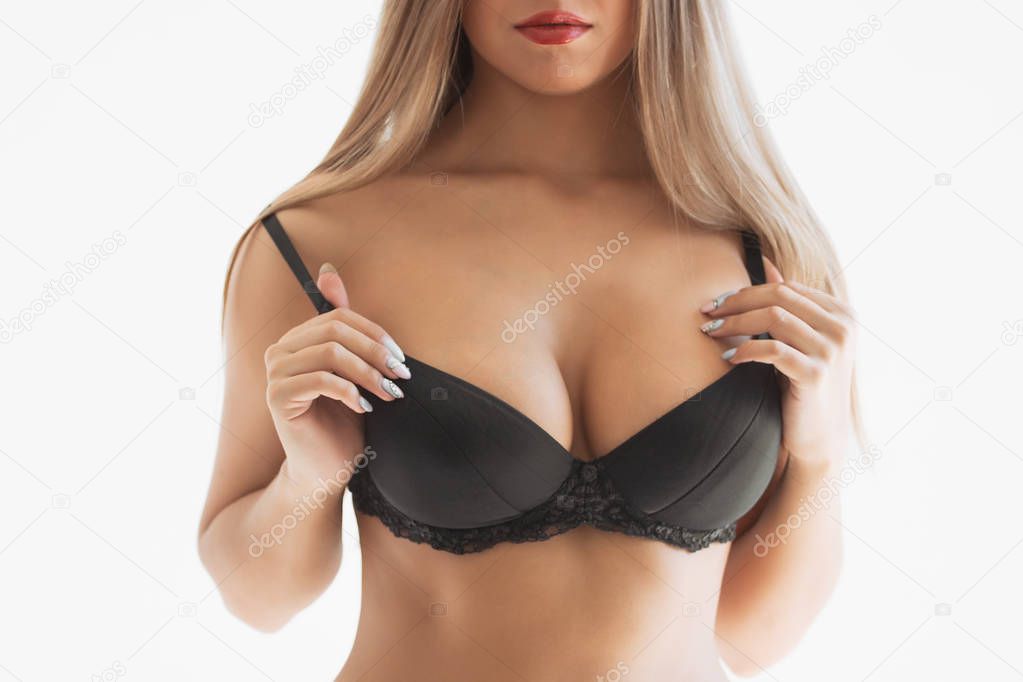 Beautiful female Breasts in black lingerie