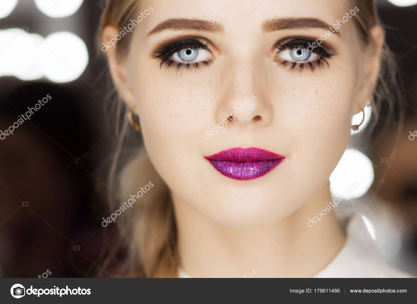 Beautiful Glamour Girl With Short Blonde Hair Stock Photo