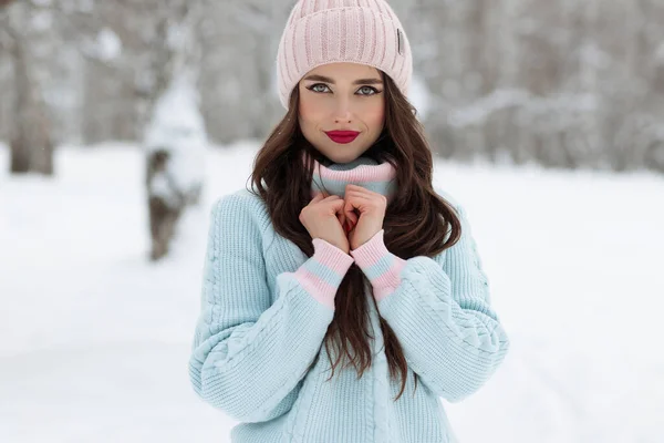 겨울 시골의 멋진 아가씨 — 스톡 사진