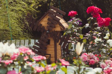 Çiçekler ve şelale tarihi fakat harita bahçelerinde..