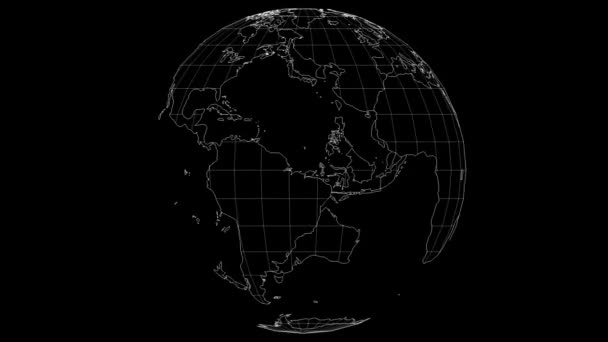 Mappa Della Terra Filo Che Ruota Lentamente Nel Loop Senza — Video Stock