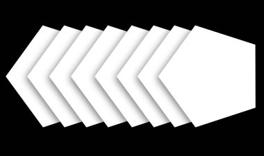 Bir dizi beşgen örtüşüyor. Siyah baskının yumuşak gölgesi hazır.