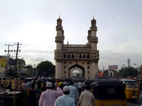 Vista Charminar Hyderabad Dalla Strada — Foto Stock