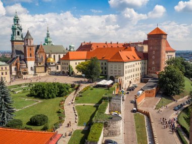 Krakow, Polonya. Wawel royal castle tarihi ve Katedrali