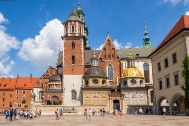 Krakow, Polonya. Wawel royal castle tarihi ve Katedrali