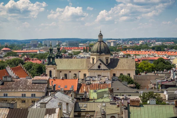 Eski şehir merkezi Krakow havadan görünümü
