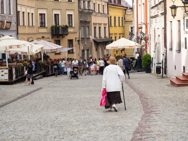 Pohled hlavní ulice města Lublin v Polsku — Stock fotografie