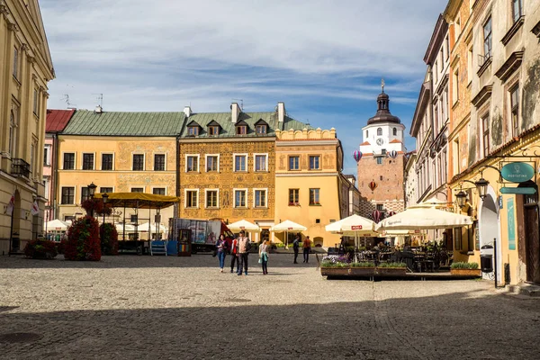 Rynek miasta kwadratowych i stare miasto w Lublinie — Zdjęcie stockowe