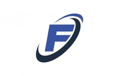 F mavi Swoosh küresel dijital iş mektup Logo