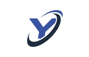 Y mavi Swoosh küresel dijital iş mektup Logo