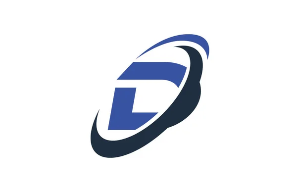 Blue Swoosh Global Digital Business Letter Logo — Stock Vector