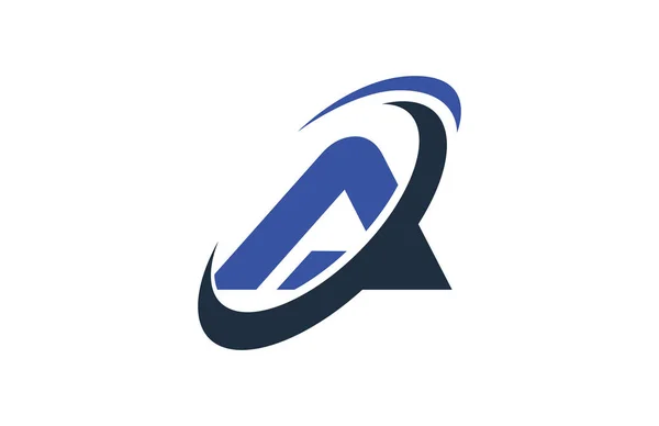Globální Digitální Obchodní Dopis Logo Swoosh Modrý — Stockový vektor