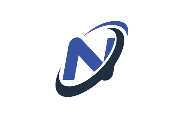 Logotipo Carta Negocios Digital Global Swoosh Azul — Vector de stock