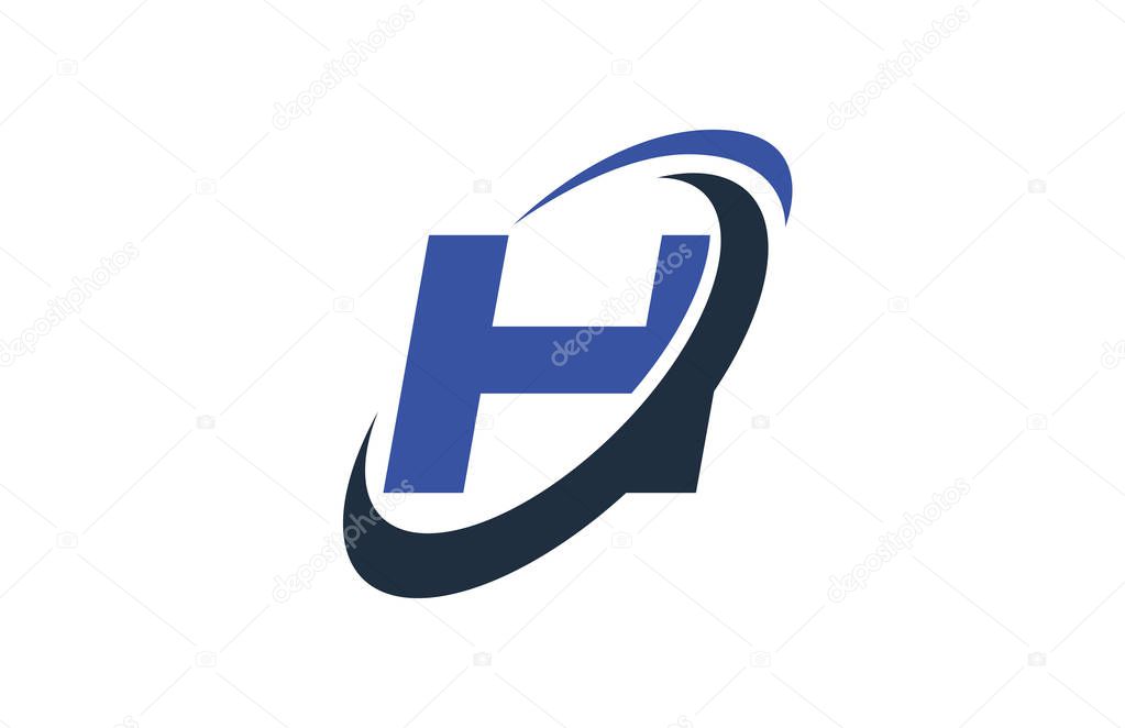 H Blue Swoosh Global Digital Business Letter Logo