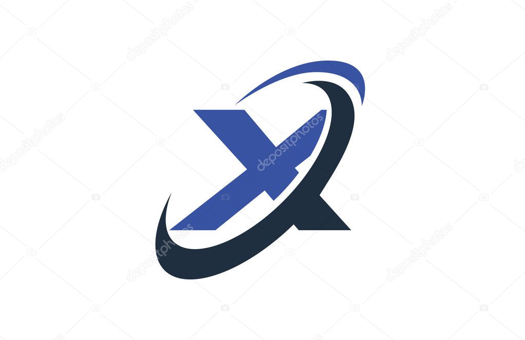 X Blue Swoosh Global Digital Business Letter Logo