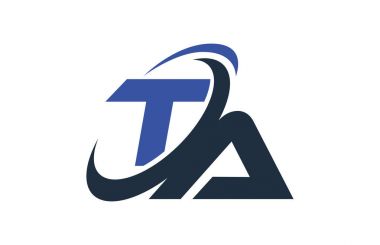 Ta mavi Swoosh küresel dijital iş mektup Logo