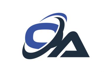 OA mavi Swoosh küresel dijital iş mektup Logo