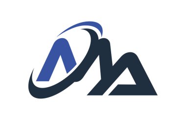 Ma mavi Swoosh küresel dijital iş mektup Logo