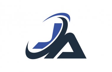 Ja mavi Swoosh küresel dijital iş mektup Logo