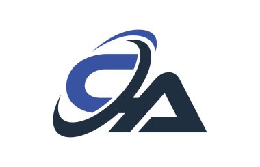 CA mavi Swoosh küresel dijital iş mektup Logo