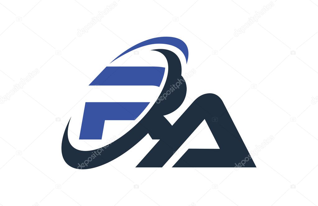 RA Blue Swoosh Global Digital Business Letter Logo