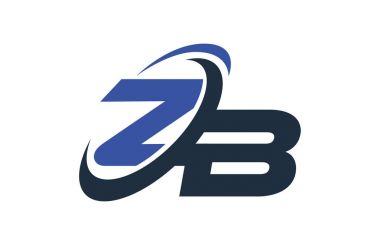 ZB mavi Swoosh küresel dijital iş mektup Logo