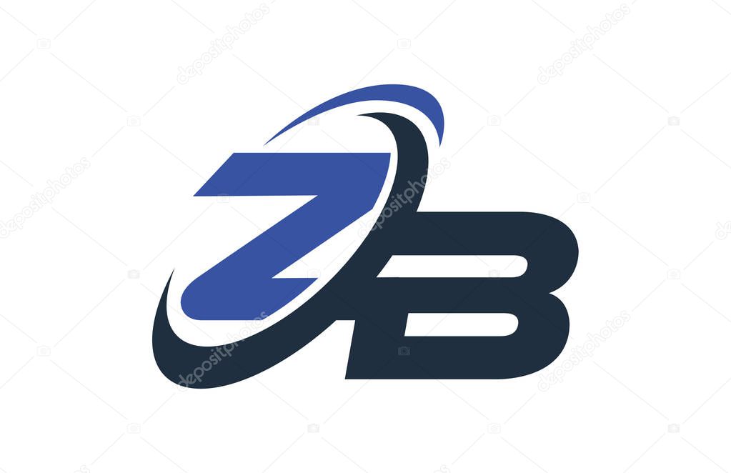 ZB Blue Swoosh Global Digital Business Letter Logo