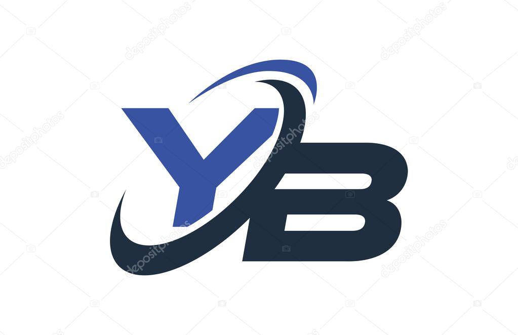 YB Blue Swoosh Global Digital Business Letter Logo