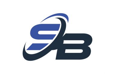 SB mavi Swoosh küresel dijital iş mektup Logo