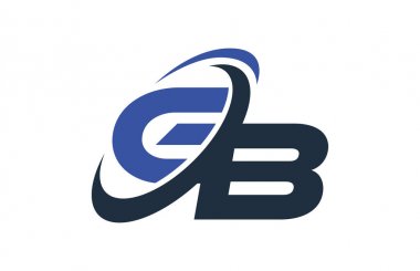 GB mavi Swoosh küresel dijital iş mektup Logo
