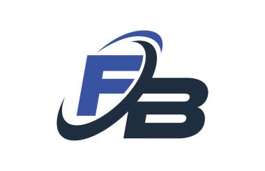 FB mavi Swoosh küresel dijital iş mektup Logo