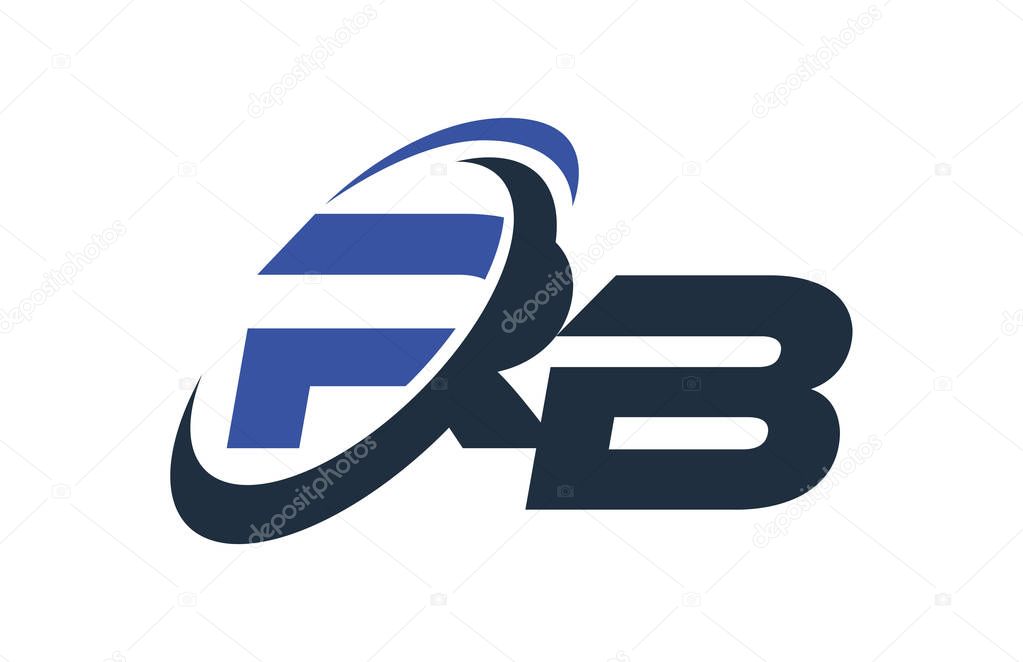 RB Blue Swoosh Global Digital Business Letter Logo
