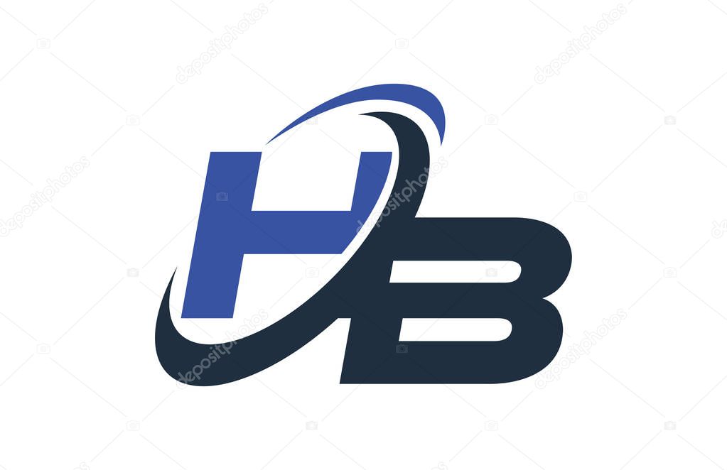 HB Blue Swoosh Global Digital Business Letter Logo