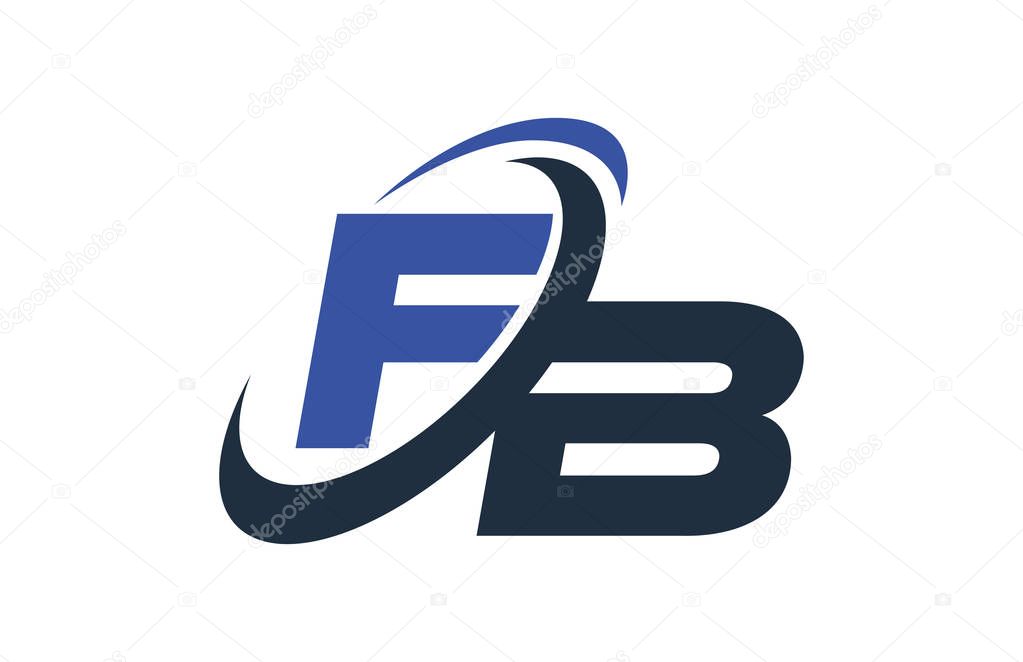 FB Blue Swoosh Global Digital Business Letter Logo