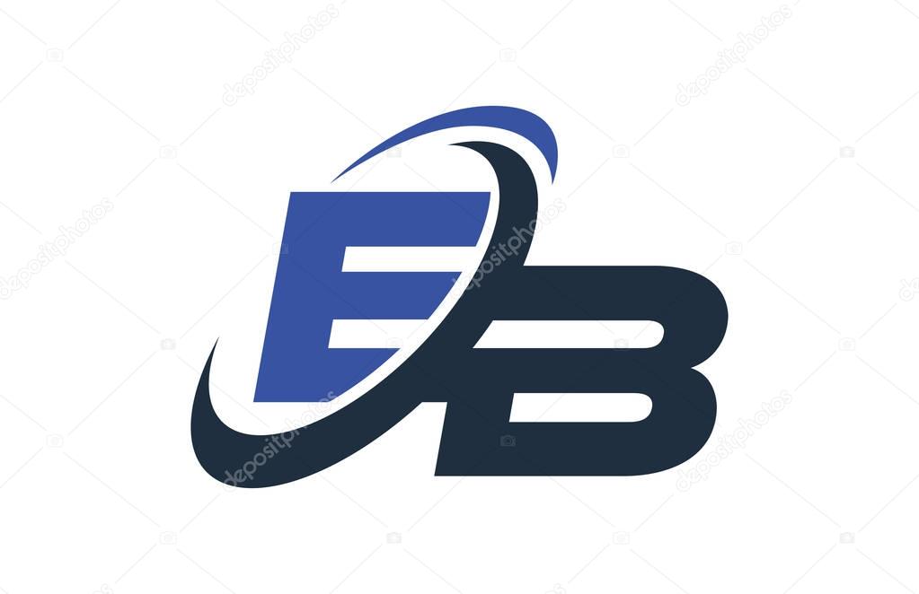EB Blue Swoosh Global Digital Business Letter Logo