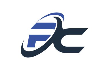 PC mavi Swoosh küresel dijital iş mektup Logo