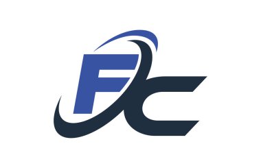 FC mavi Swoosh küresel dijital iş mektup Logo