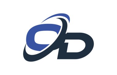 Od mavi Swoosh küresel dijital iş mektup Logo