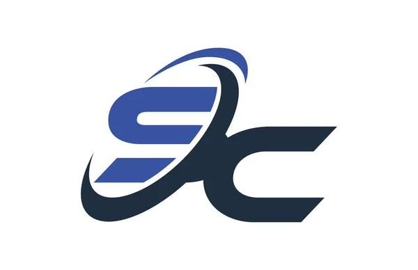 Globální Digitální Obchodní Dopis Logo Swoosh Blue — Stockový vektor