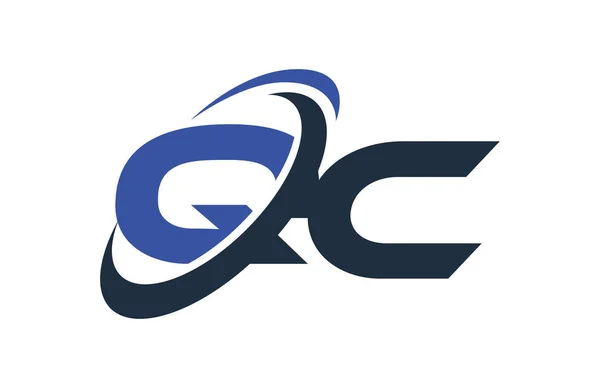 Logo Lettre Affaires Numérique Mondiale Blue Swoosh — Image vectorielle