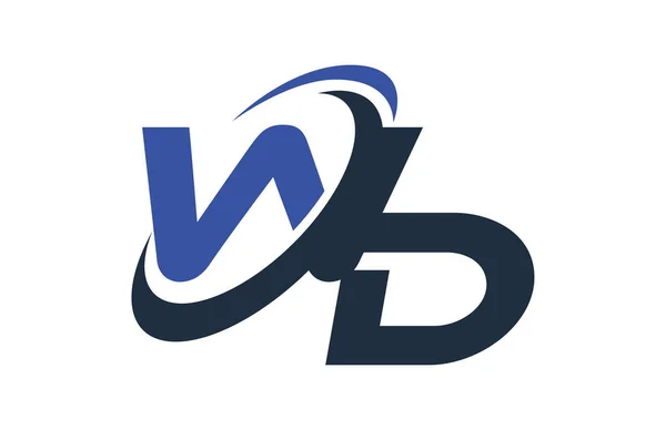 Blue Swoosh Negócio Digital Global Carta Logotipo — Vetor de Stock