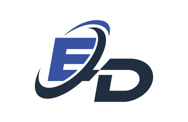 エド青スウッシュ グローバル デジタル ビジネス文字ロゴ — ストックベクタ