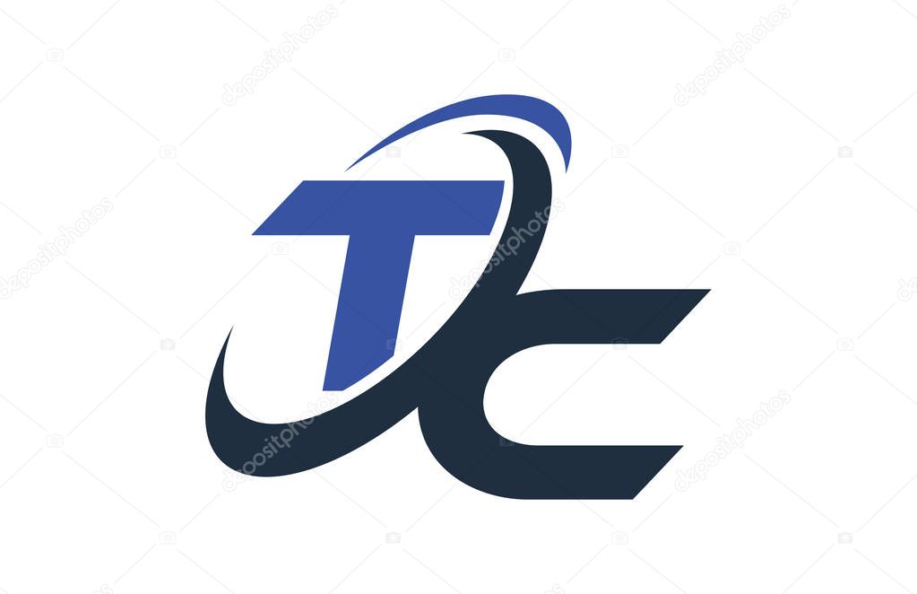 TC Blue Swoosh Global Digital Business Letter Logo