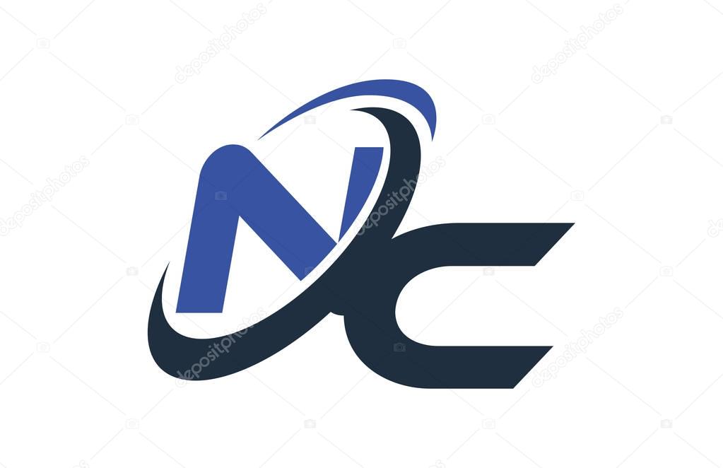 NC Blue Swoosh Global Digital Business Letter Logo