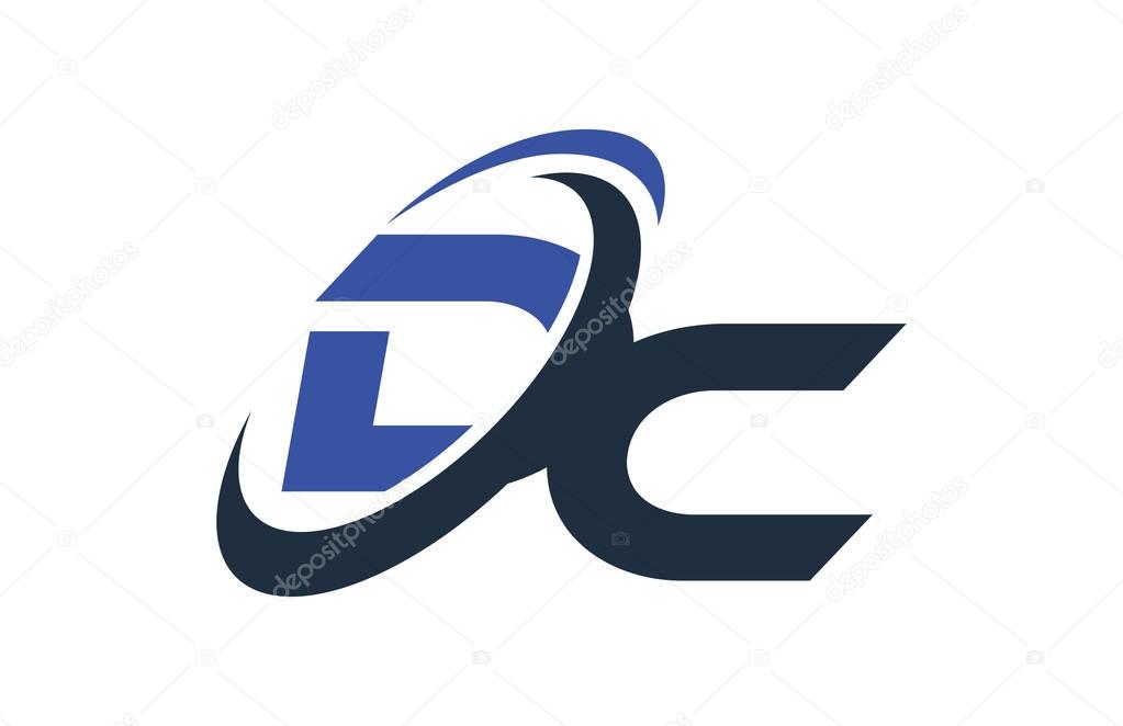 DC Blue Swoosh Global Digital Business Letter Logo