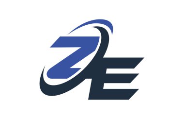 Ze mavi Swoosh küresel dijital iş mektup Logo