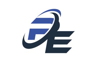 PE mavi Swoosh küresel dijital iş mektup Logo